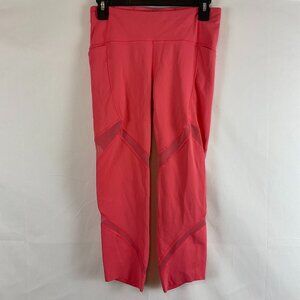 Lululemon On Pace Crop 21" Glossy 6 Pink Mesh Details Tech Pockets